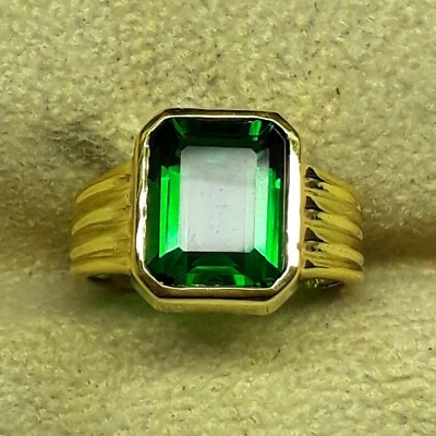 #ad Natural Apatite Ring Emerald Cut Ring in Silver Over Gold Apatite Ring For Men $96.00