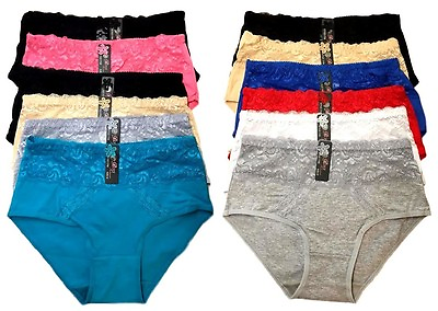 #ad Lot 6 12 Women Lady Cotton Underwear Briefs Panties Knickers Bikinis S XL #1706 $19.99