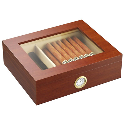 #ad Cigar Humidor Cigar Box Cigar Storage Box Cedar Wood Cigar Tray Hold 25 50 Count $25.96