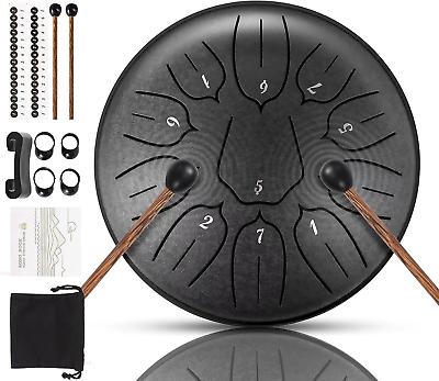 #ad Steel Tongue Drum 11 Note 6 Inches D Key Tank Drum Handpan Drum Panda Balmy D... $37.26