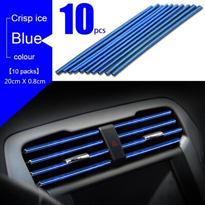 #ad 10pcs Car Air Conditioner Air Outlet Vent Strip Interior Decoration Trim Blue $8.99