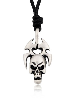 #ad Unique Skull Silver Pewter Charm Necklace Pendant Jewelry $9.99