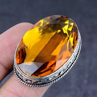 #ad Honey Topaz Gemstone Handmade 925 Steling Silver Gift Jewelry Ring Size 9 Q215 $9.99