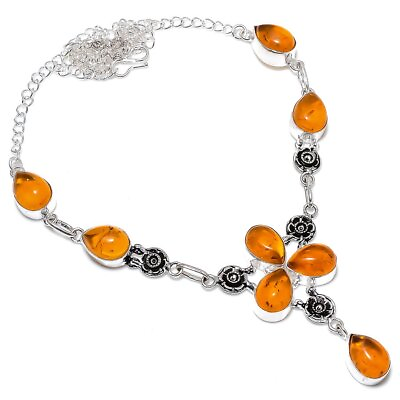#ad Baltic Amber Gemstone Handmade 925 Sterling Silver Jewelry Necklace 18quot; $10.99