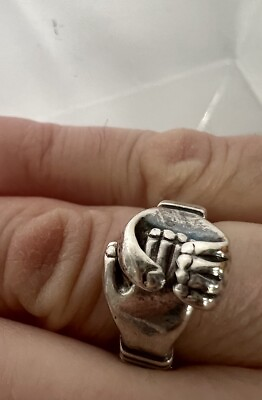 #ad Sterling Silver Opening Claddagh Ring Hands And Heart Ring Opens To Heart 925 $23.99