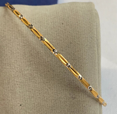 #ad 21K Yellow Gold Bangle Bracelet 7.32g Fine Jewelry 8quot; Silver Dot Pattern $1159.95