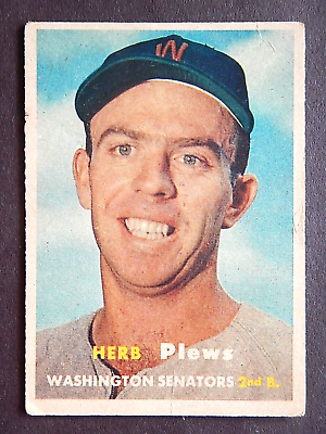 #ad Herb Plews #169 Topps 1957 Baseball Card Washington Senators *G $3.29