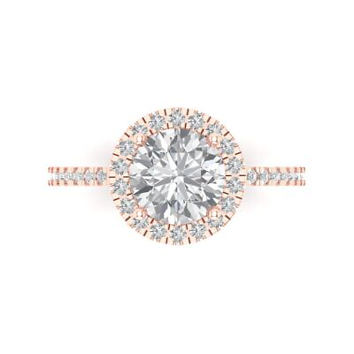 #ad 1.85CT Round Bridal Wedding halo Ring Band 14k Rose gold simulated diamond $262.19