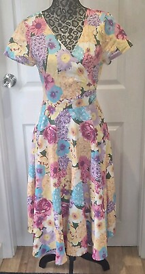 #ad Collectif Vintage London Maria Floral 50s Swing Rockabilly Dress Size 10 GBP 30.00