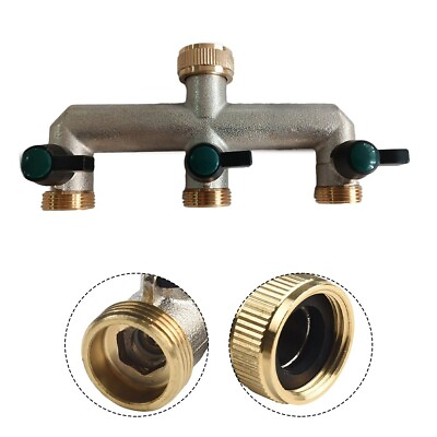 #ad 1X Brass Garden Hose Tap Splitter 3 4quot; 3 Way Connection With 3 On Off Valve $36.06