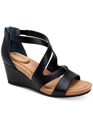 #ad GIANI BERNINI Womens Black 0.5quot; Platform Camdenn Round Toe Wedge Sandals 11 M $12.99