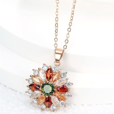 #ad Multicolor Floral Rhinestone Clavicle Necklace Hypoallergenic Women Gift New $18.98