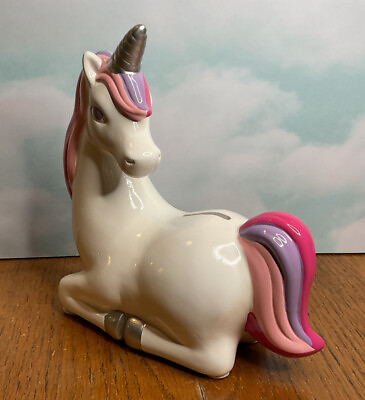 #ad 2014 Ceramic Fantasy Unicorn Coin Bank HTF Circo Target Brand $30.00