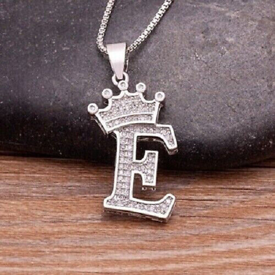 #ad 14K White Gold Plated Initial Letter quot;Equot; Pendant 2.0Ct Round Lab Created Diamond $164.49
