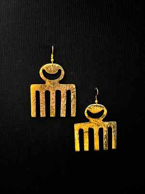 #ad African Duafe Femininity Brass Earrings tribal ethnic boho be18 $11.97