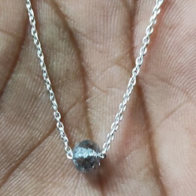 #ad Aquamarine Necklace 925 Sterling Silver Chain Tiny Layering 16quot; Elite A8 0122 1 $18.99