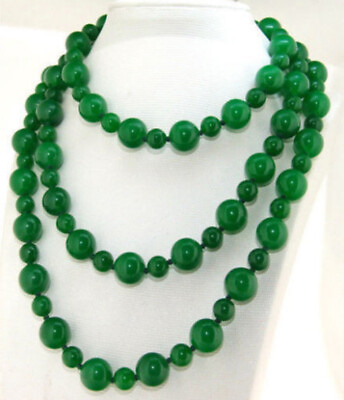 #ad 25quot; 36quot; 50quot; 6mm 10mm Natural Green Jade Gemstones Round Beads Charm Necklace AAA $6.60