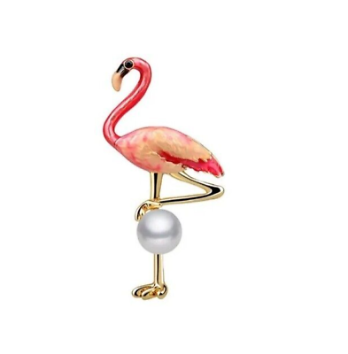 #ad Elegant Gold Color Pink Color Ostrich Shape Brooches For Women $18.00