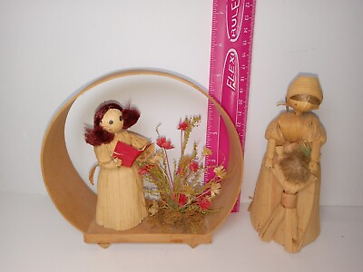 #ad Vintage Corn Husk Doll Folk Art Handmade Mother Child family Farmhouse decor $35.00