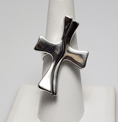 #ad Georg Jensen Denmark Sterling Silver Split Cross Ring #565 Size 7 $295.00