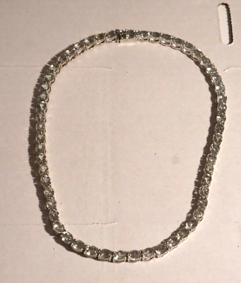 #ad Sterling Silver Aquamarine Color Necklace 42.5 Grams 17 Inch $79.99