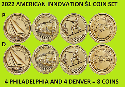 #ad 2022 P amp; D American Innovation Dollar Complete Uncirculated 8 Coin Set On Hand $18.99
