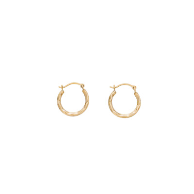 #ad 14K Gold Hammered Swoosh Diamond Cut French Lock Hoop Earrings $24.99