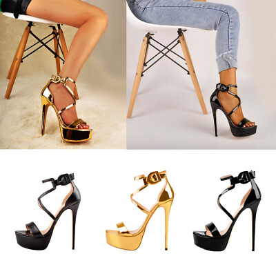 #ad Onlymaker Womens Platform Sexy Stilettos Open Toe Ankle Strap Crisscross Sandals $75.99