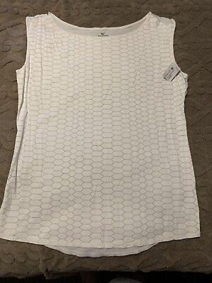 #ad Worthington White Shell Tank Size Large Stretch Sleeveless Top Shirt Textured $12.99