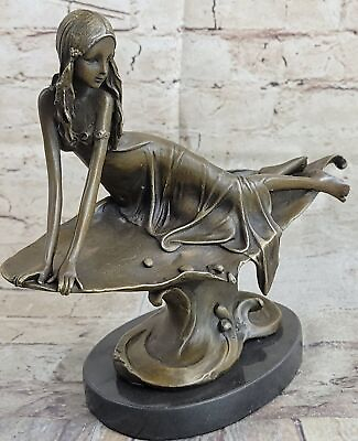 #ad Art Deco Semi Nude Girl Resting Bronze Sculpture Home Office Decoration Art $154.50