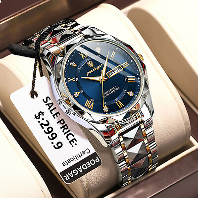 #ad Men#x27;s Quartz Watches 3 ATM Waterproof Luminous Date Stainless Steel Wristwatches $16.96