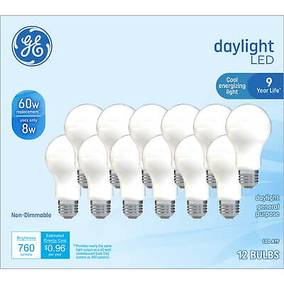 #ad LED Light Bulbs 60 Watt Daylight A19 Bulbs Medium Base Frosted Finish12pk $19.21