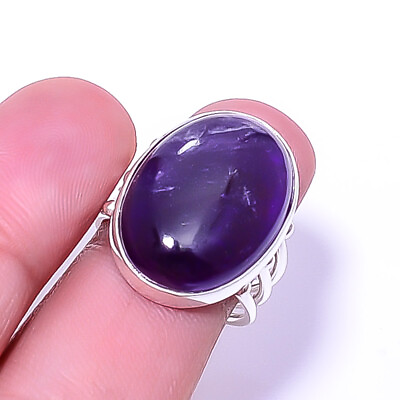 #ad Purple Amethyst Brazil Gemstone 925 Sterling Silver Ring S.7 R 9380 157 12 $21.35