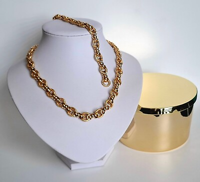 #ad Massive Gold Tone Chain Necklace Bracelet Set $39.00
