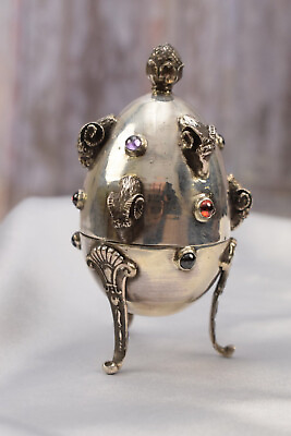 #ad Tsar Silver Egg Silver Mouflon Silver 84 Imperial Russia Art Work Egg $451.00