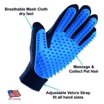 #ad A One Silicone Pet Brush Glove Deshedding Gentle Pet Grooming Dogs Cats $9.95