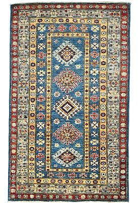 #ad Handmade Blue Tribal Geometric Kazak 3X5 Area Rug Boho Oriental Decor Carpet $445.56