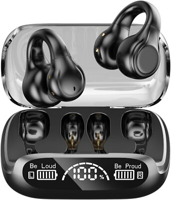 #ad Bluetooth Earphones Bone Conduction Ear Clip HD Vioce Stereo Wireless Earbuds $10.88