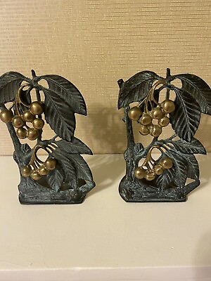 #ad Vintage Brass ? amp; Metal Bookends Pair Of 2 HTF Unique $27.50