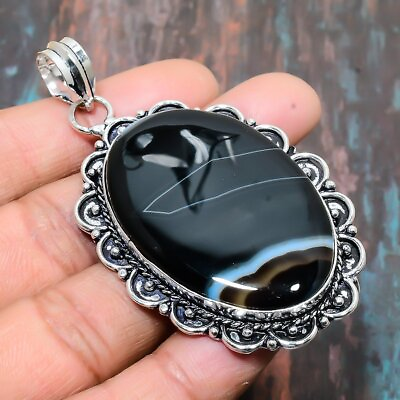 #ad Banded Agate Gemstone Handmade Jewelry Pendant 2.76quot; Z725 $6.99