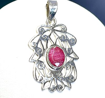 #ad Treated Ruby 925 Sterling Silver Pendant Jewelry JY140 $11.99