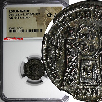 #ad Roman Empire Constantine I AD 307 337 AE3 BI Nummus NGC Ch AU 017 $220.00