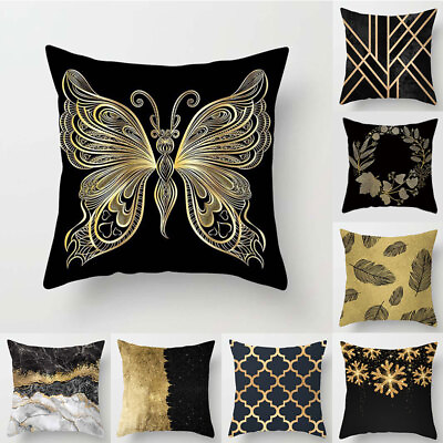 #ad New 18 X18 Inch Gold Polyester Cushion Cover Pillow Case Home Sofa Decor $6.42
