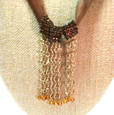 #ad Swarovski Crystal Multi Pendant Dangle Gold Tone Necklace Swan Logo 16quot; 18quot; $41.32