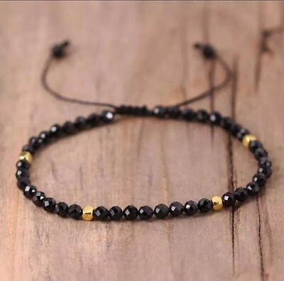 #ad Natural Black Obsidian Stone Bracelet Black Gemstone Bracelet for Protection $12.90