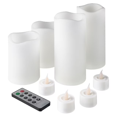 #ad Basic Elements™ White LED Candle Set with Remote By Ashland® $24.99