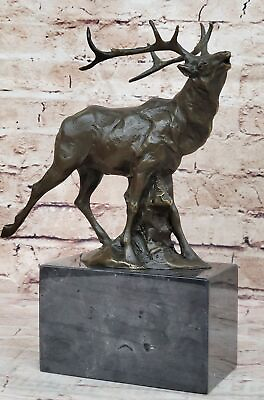 #ad Signed Original Male Elk Mountain Deer Caribou Hunter Bronze Sculpture Art Decor $249.00