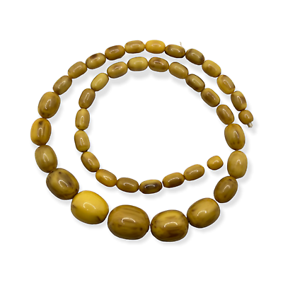 #ad Banana Bread Bakelite Graduated Bead Vintage Necklace Hidden Clasp 27” 74g $149.95