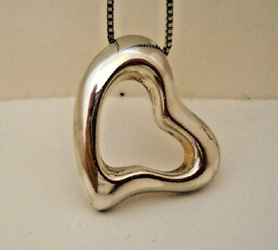 #ad .925 silver big open heart pendant w 18quot; chain $30.00