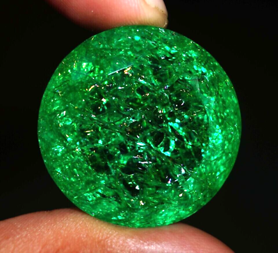 #ad 151 CT Natural Certified Colombian Huge Green Emerald Loose Gemstones Round Cut $102.19